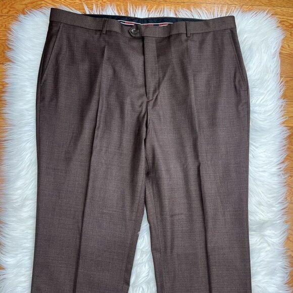 Bocaccio Uomo Men Suit 54L Pants 44x31.5 Brown Polyester Viscose Spandex - Picture 12 of 16